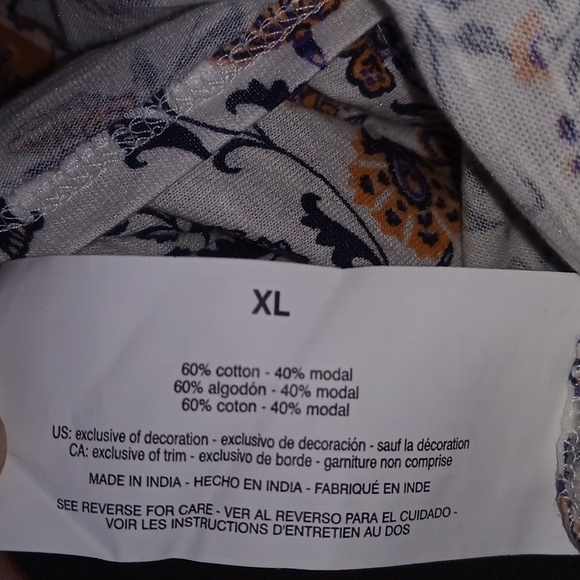 Cotton/ Modal Vintage America Peasant pullover long sleeve top elastic cuffs. - Picture 10 of 10